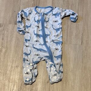 Kickee Pants Blue Dinosaur Footie